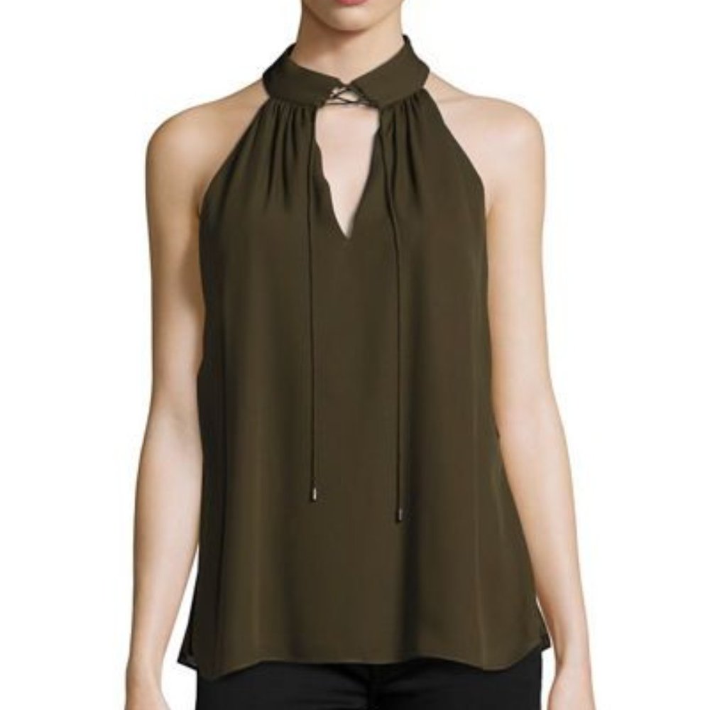 NWOT Haute Hippie The Morrison Lace-up Silk Blouse, Size M